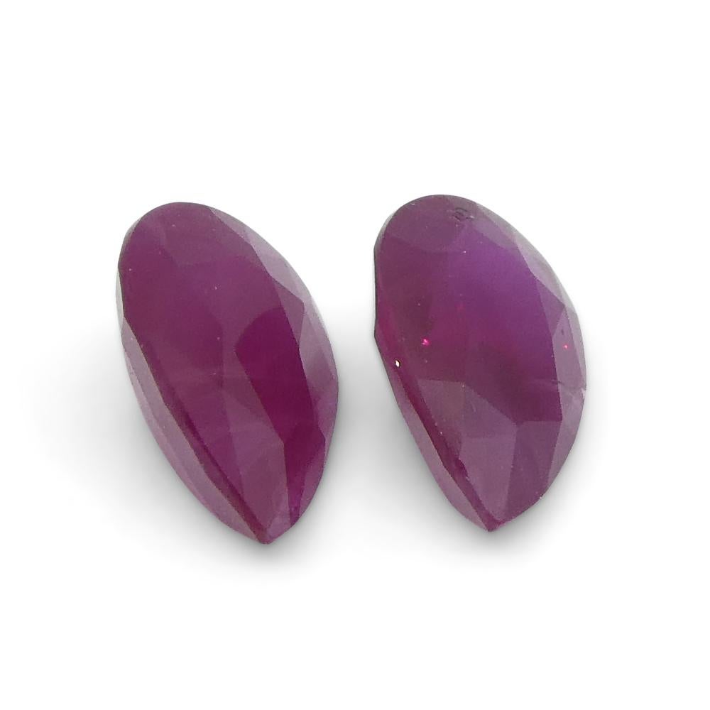 0.81ct Pair Pear Red Ruby from Burma, Mong Hsu For Sale 6