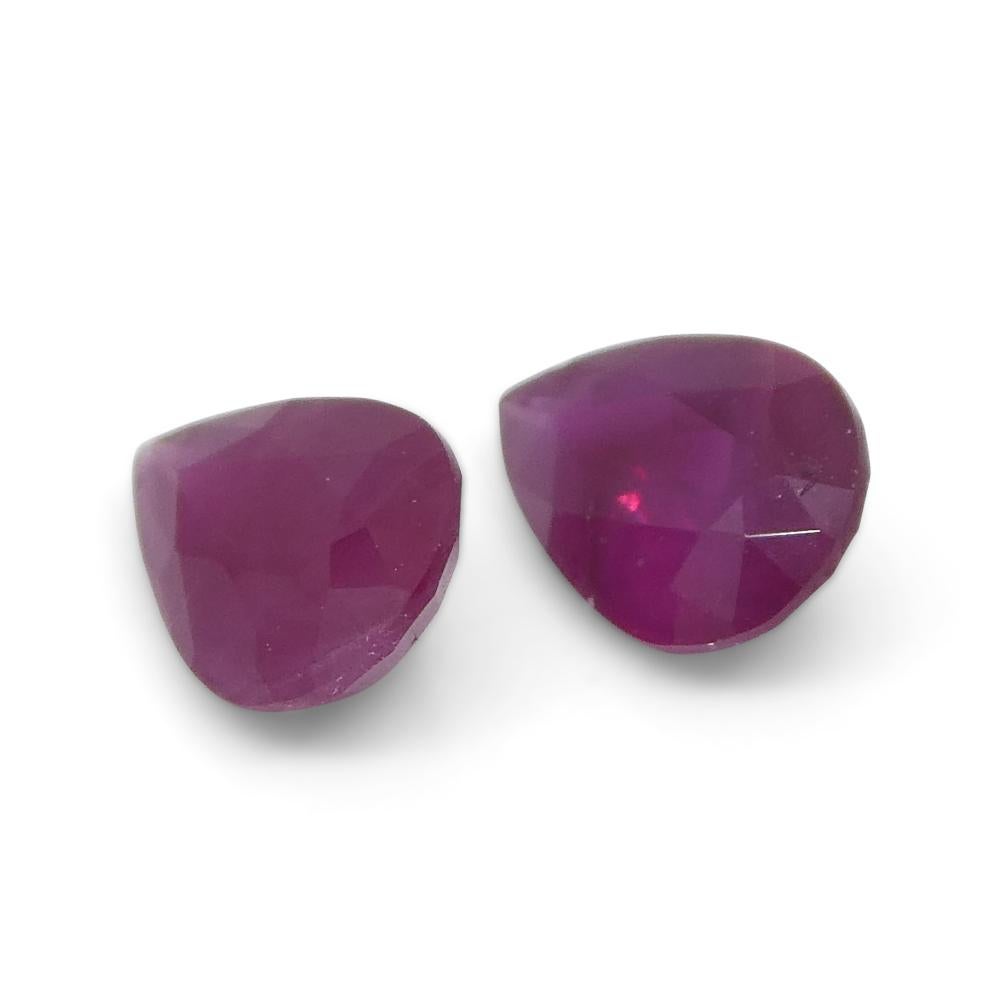 0.81ct Pair Pear Red Ruby from Burma, Mong Hsu For Sale 8