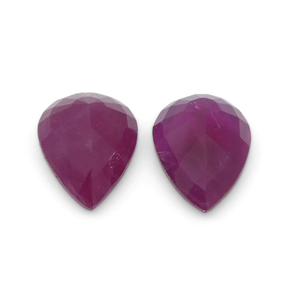 0.81ct Pair Pear Red Ruby from Burma, Mong Hsu For Sale 3
