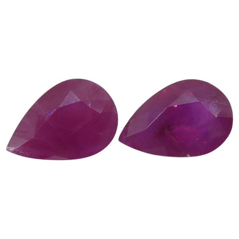 0.81ct Pair Pear Red Ruby from Burma, Mong Hsu For Sale