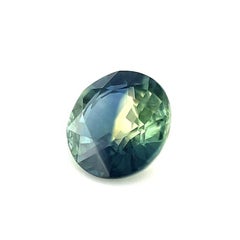 0.81ct Parti Bi Colour Sapphire Untreated Blue Green Yellow Round Cut Loose Gem