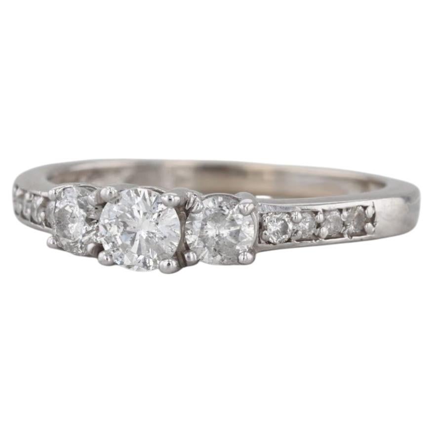 0.81ctw Diamond 3-Stone Engagement Ring 14k White Gold Size 9.25 Ring