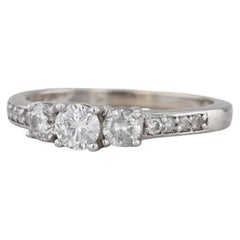 0.81ctw Diamond 3-Stone Engagement Ring 14k White Gold Size 9.25 Ring