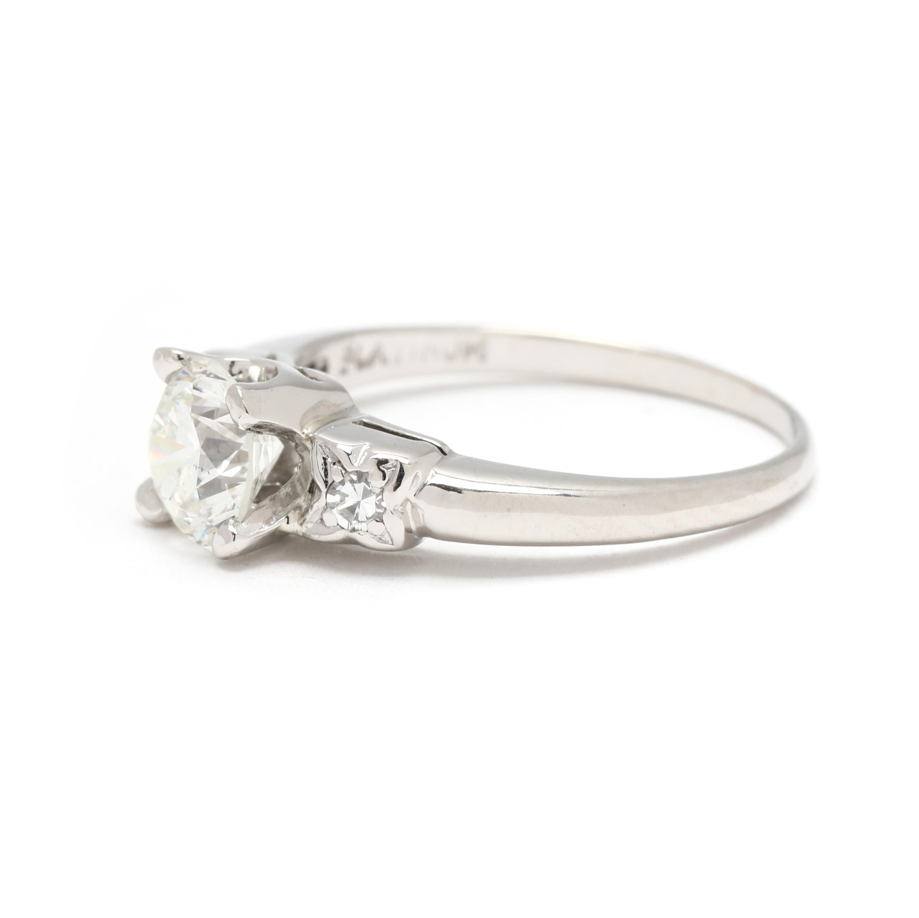 0.81ctw Diamond Engagement Ring, Platinum, Ring Size 4.75 In Good Condition For Sale In McLeansville, NC