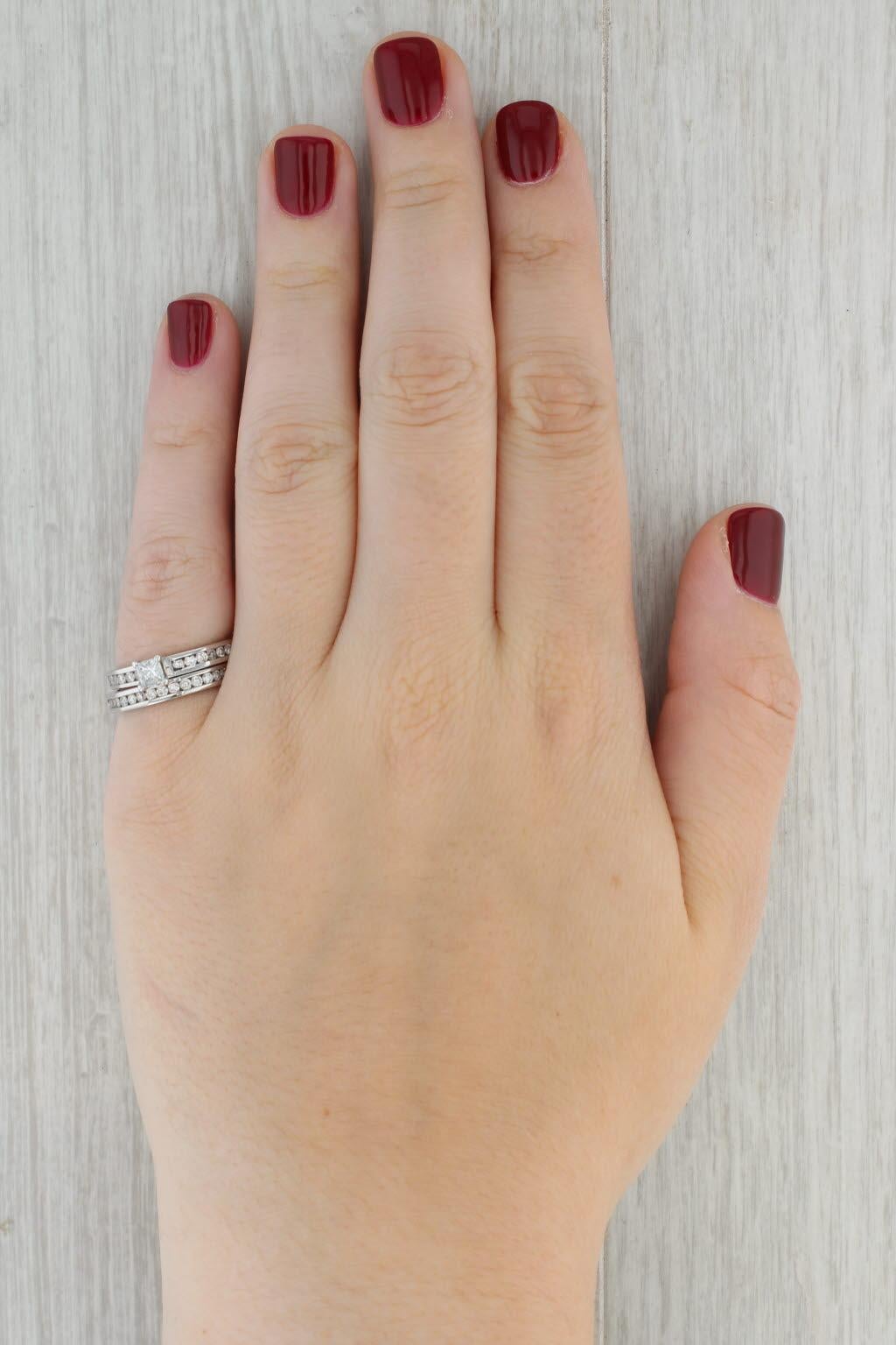 Anello di fidanzamento con diamante principessa da 0,81 ct. Anello nuziale in oro 14k Sz 6,5 in vendita 5