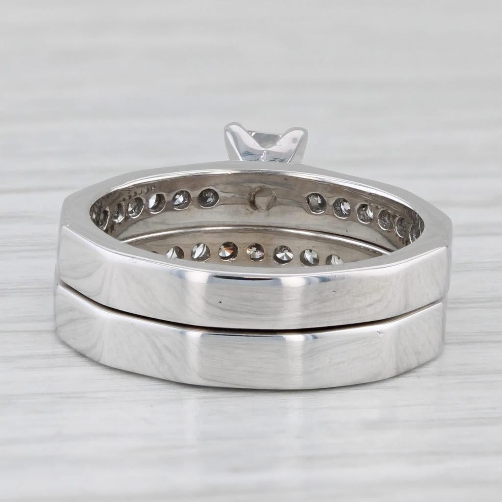 Taglio princess Anello di fidanzamento con diamante principessa da 0,81 ct. Anello nuziale in oro 14k Sz 6,5 in vendita