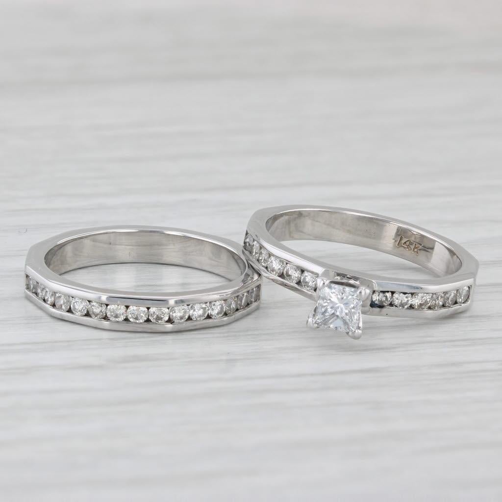 Donna Anello di fidanzamento con diamante principessa da 0,81 ct. Anello nuziale in oro 14k Sz 6,5 in vendita