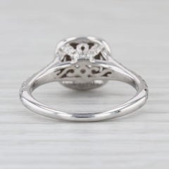 0.81ctw Round Diamond Halo Engagement Ring 14k White Gold Sz 6.25 Cathedral Band