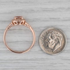 0.81ctw Round Morganite Diamond Halo Engagement Ring 14k Rose Gold Size 7