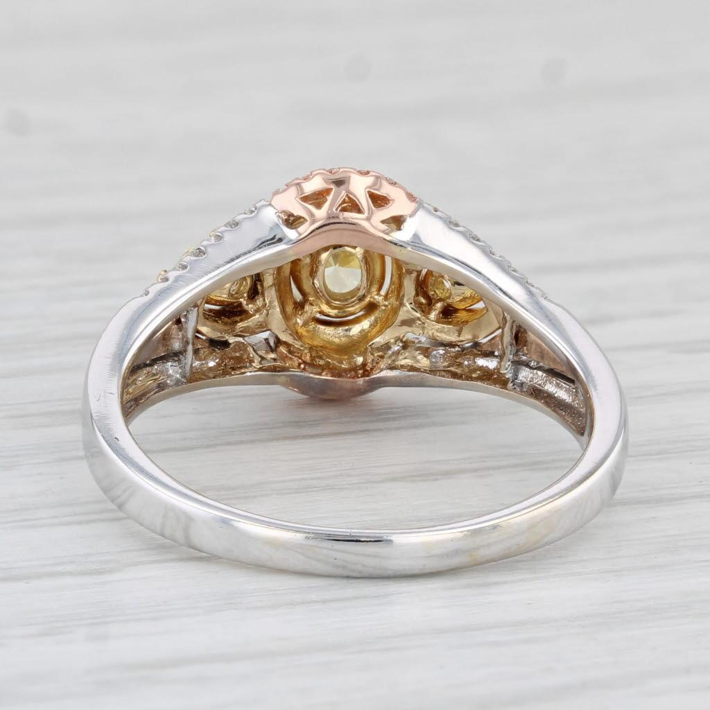 0,81ctw Gelb Weiß Diamant Ring 18k Weiß Rose Gold Verlobung Canary Star im Zustand „Gut“ im Angebot in McLeansville, NC