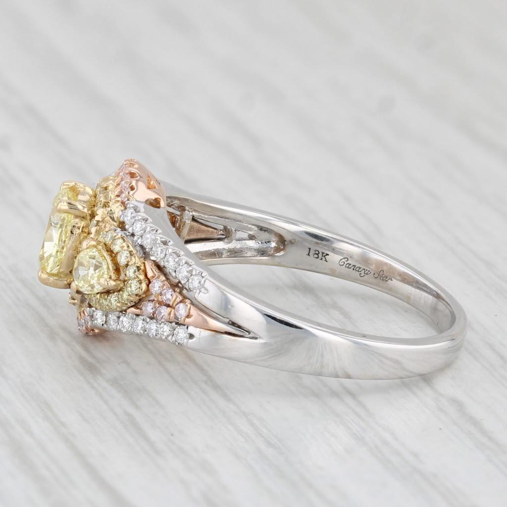 0,81ctw Gelb Weiß Diamant Ring 18k Weiß Rose Gold Verlobung Canary Star Damen im Angebot