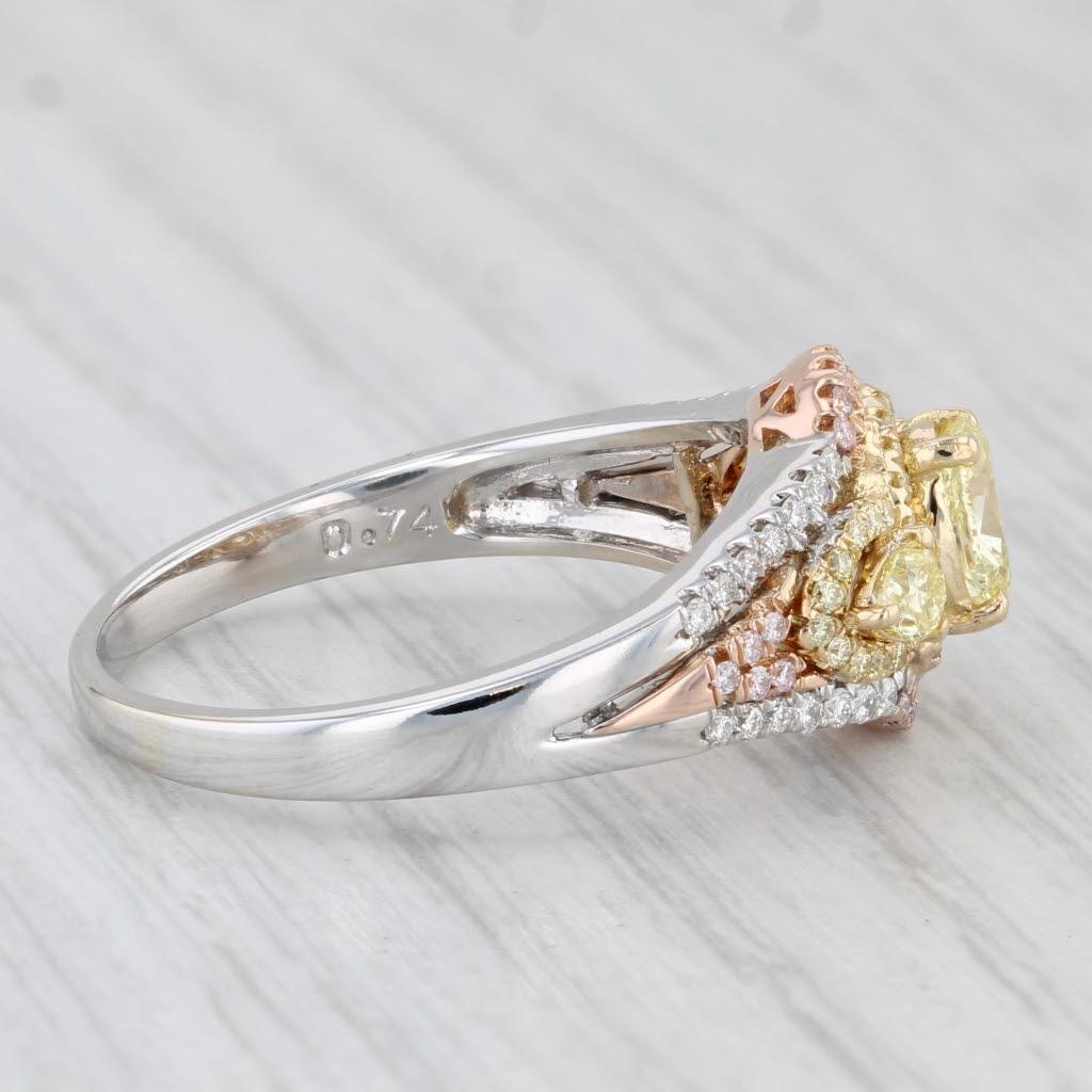 0,81ctw Gelb Weiß Diamant Ring 18k Weiß Rose Gold Verlobung Canary Star im Angebot 2