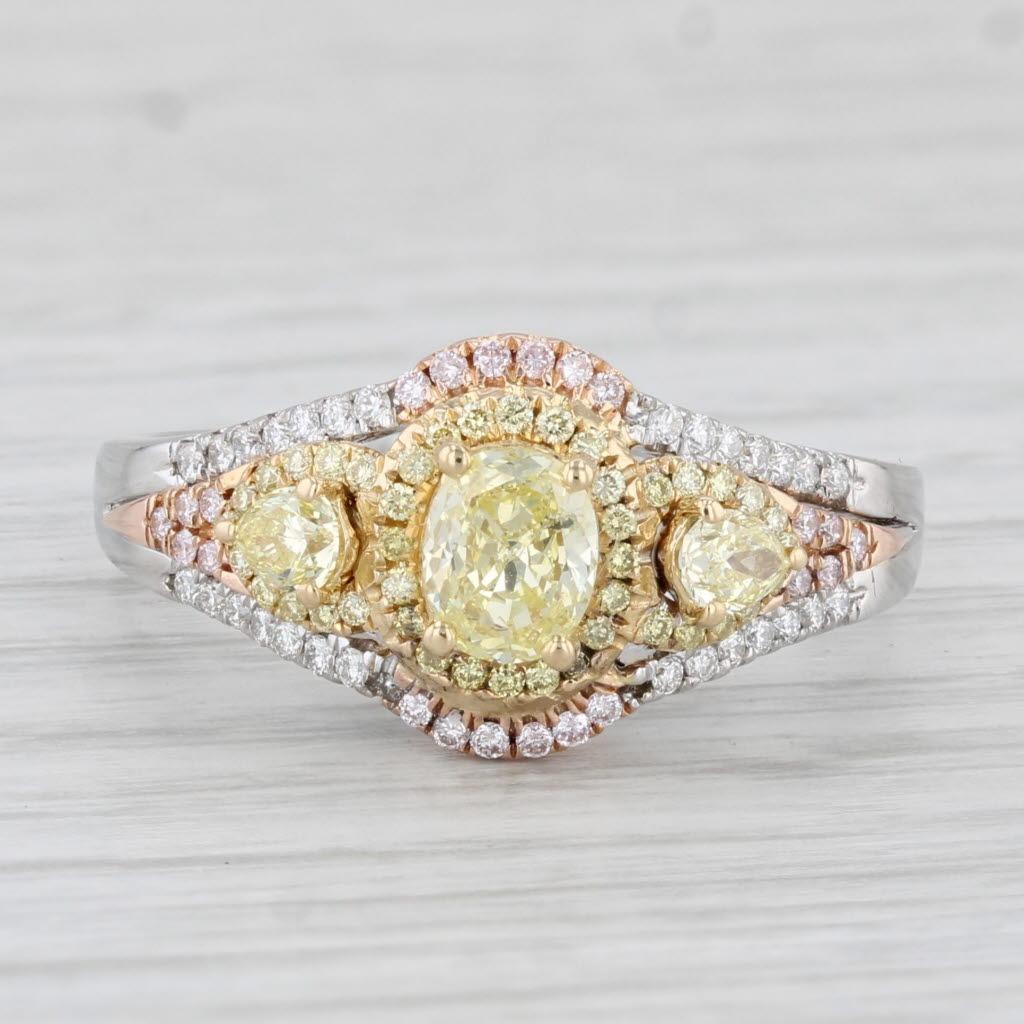 0,81ctw Gelb Weiß Diamant Ring 18k Weiß Rose Gold Verlobung Canary Star im Angebot 3