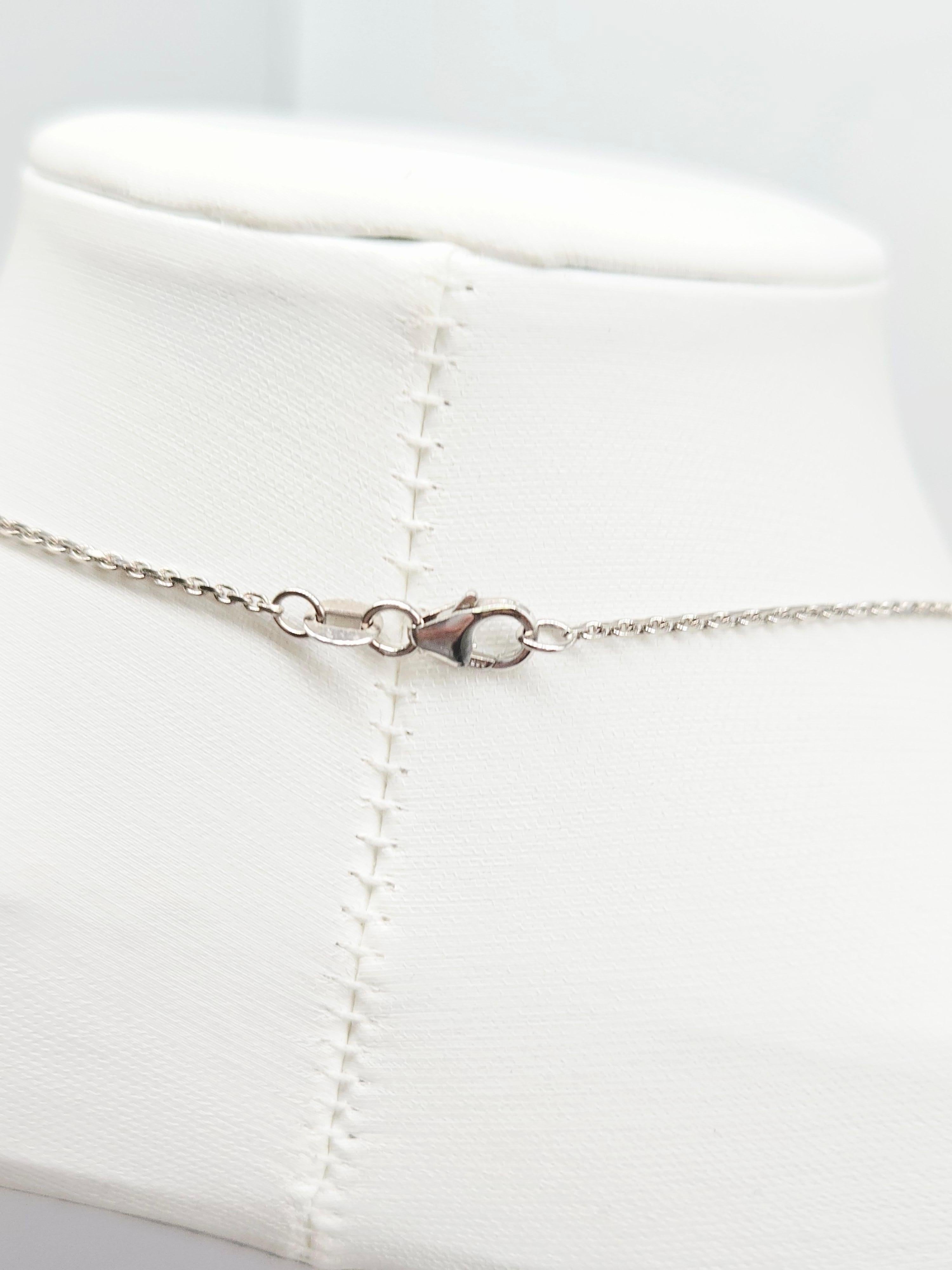 Women's or Men's 0.82 Carat Diamond Mini Illusion Necklace 14 Karat White Gold 18'' For Sale