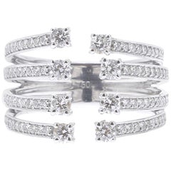 0.82 Carat GVS Round Diamond Ring 18 Karat White Gold Cocktail Ring