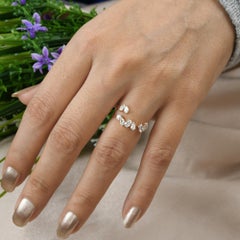 0.82 Carat SI Clarity HI Color Natural Diamond Cuff Ring 18 Karat Rose Gold