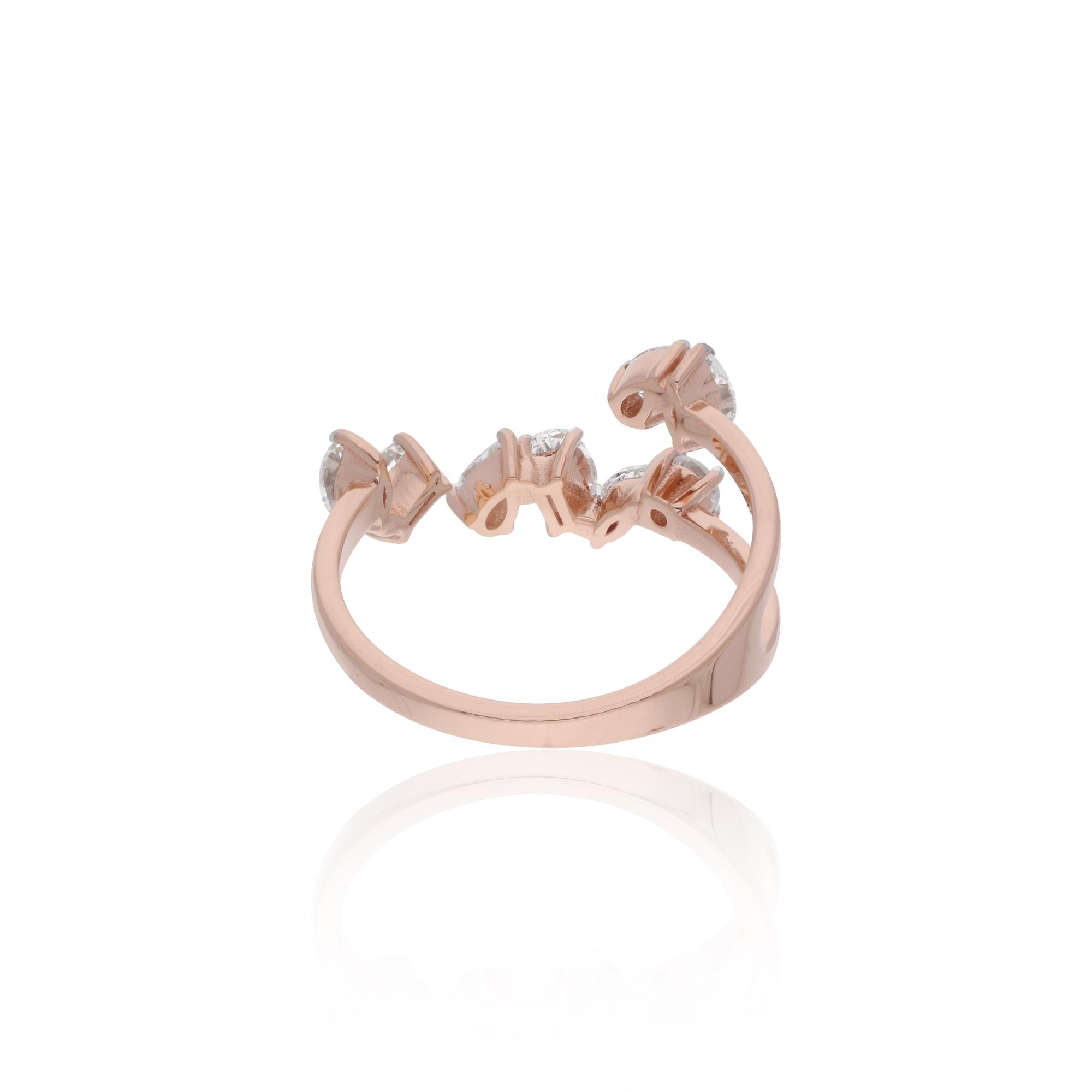 For Sale:  0.82 Carat SI Clarity HI Color Oval & Pear Diamond Cuff Ring 18 Karat Rose Gold 2