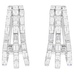 Pendientes de aro de diamantes baguette SI/H de 0,82 quilates Oro blanco de 18 quilates Joyería fina