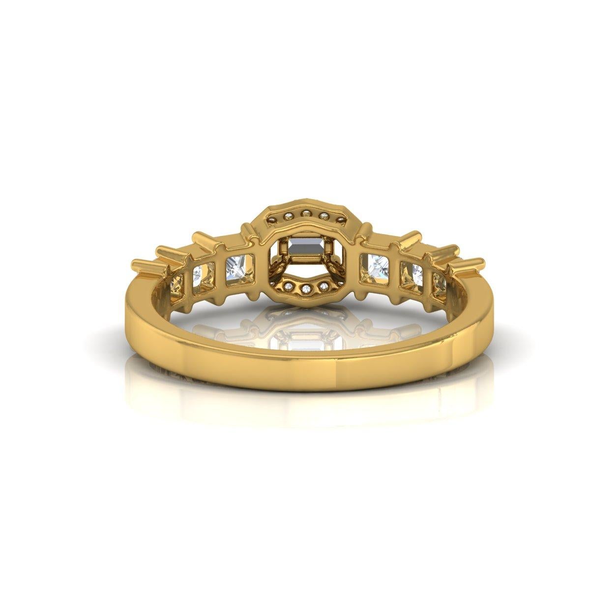 For Sale:  0.82 Carat SI/HI Baguette & Princess Cut Diamond Fine Ring 18 Karat Yellow Gold 3