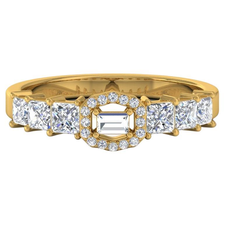 0.82 Carat SI/HI Baguette & Princess Cut Diamond Fine Ring 18 Karat Yellow Gold