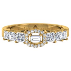 0.82 Carat SI/HI Baguette & Princess Cut Diamond Fine Ring 18 Karat Yellow Gold