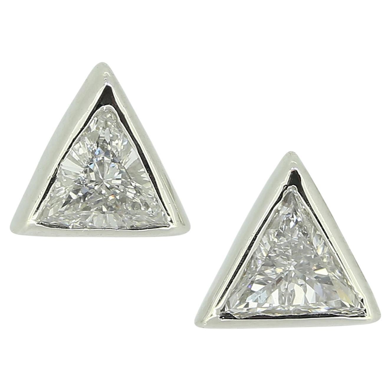 0.82 Carat Triangular Cut Diamond Stud Earrings