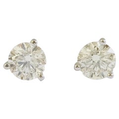 0.82 Carats Natural Diamond Round Studs White Gold 14 Karat