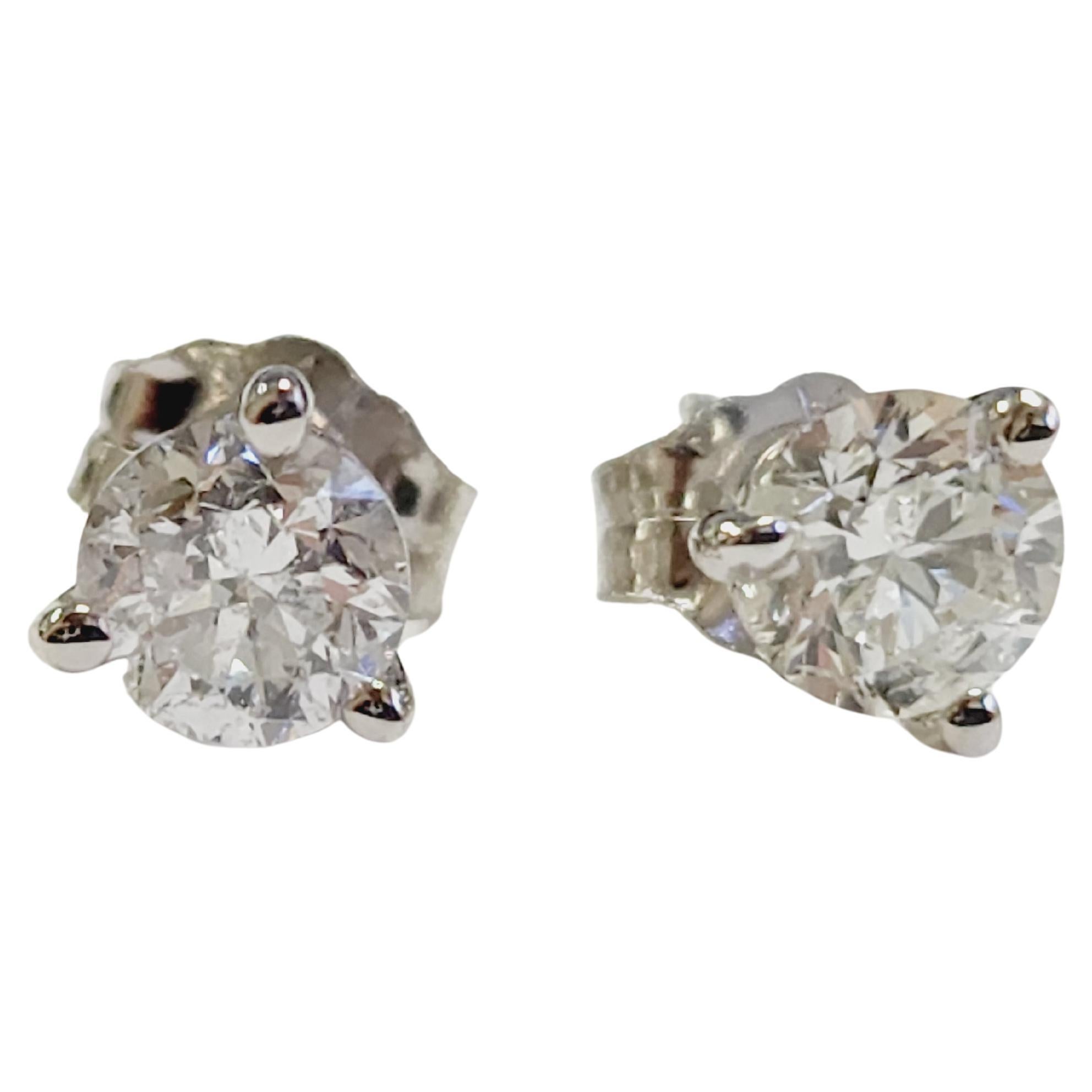 14 Karat White Gold Diamond Stud Earrings .82 Carat at 1stDibs 25