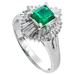 0.82 ct Natural Emerald and 0.60 ct Natural White Diamonds Ring