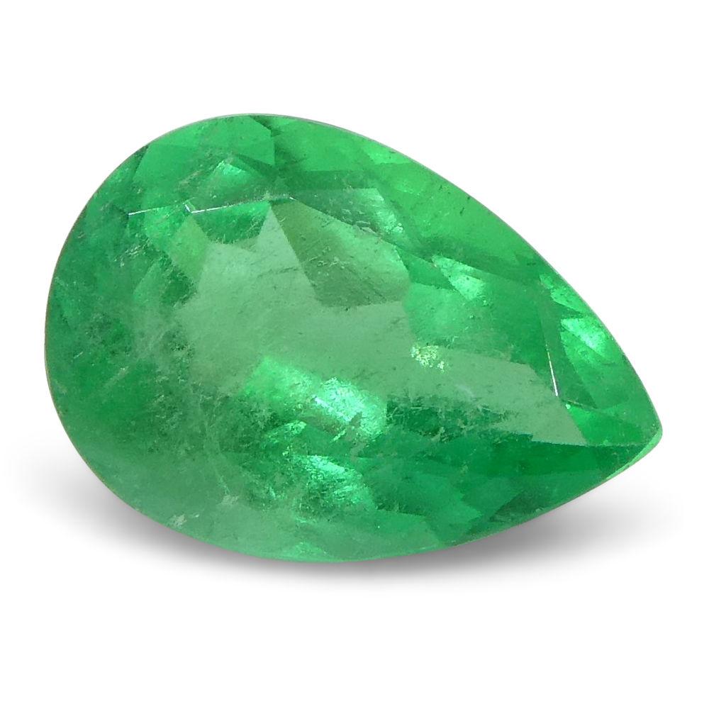Description: 
Gem Type: Emerald   
Number of Stones: 1  
Weight: 0.82 cts  
Measurements: 7.96x5.56x3.84 mm  
Shape: Pear  
Cutting Style Crown: Modified Brilliant  Cutting Style Pavilion: Mixed Cut   
Transparency: Transparent  
Clarity: Slightly