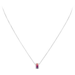 0,82 Karat Multi Color Princess Cut Saphir mit Diamant-Anhänger Halskette