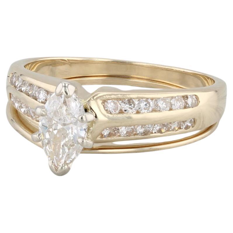 0.82ct Diamond Marquise Engagement Ring 14k Yellow Gold Size 7