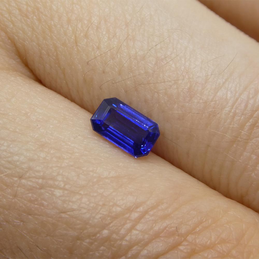 0.82ct Emerald Cut Blue Sapphire from Madagascar Unheated In New Condition For Sale In Toronto, Ontario