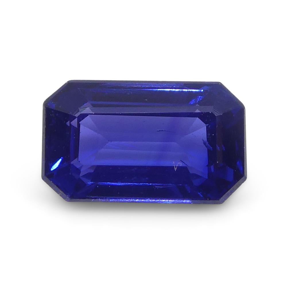 Women's or Men's 0.82ct Emerald Cut Blue Sapphire from Madagascar Unheated For Sale