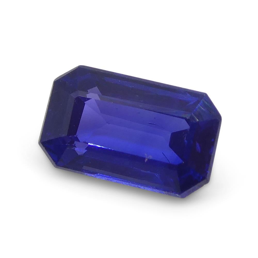 0.82ct Emerald Cut Blue Sapphire from Madagascar Unheated For Sale 1