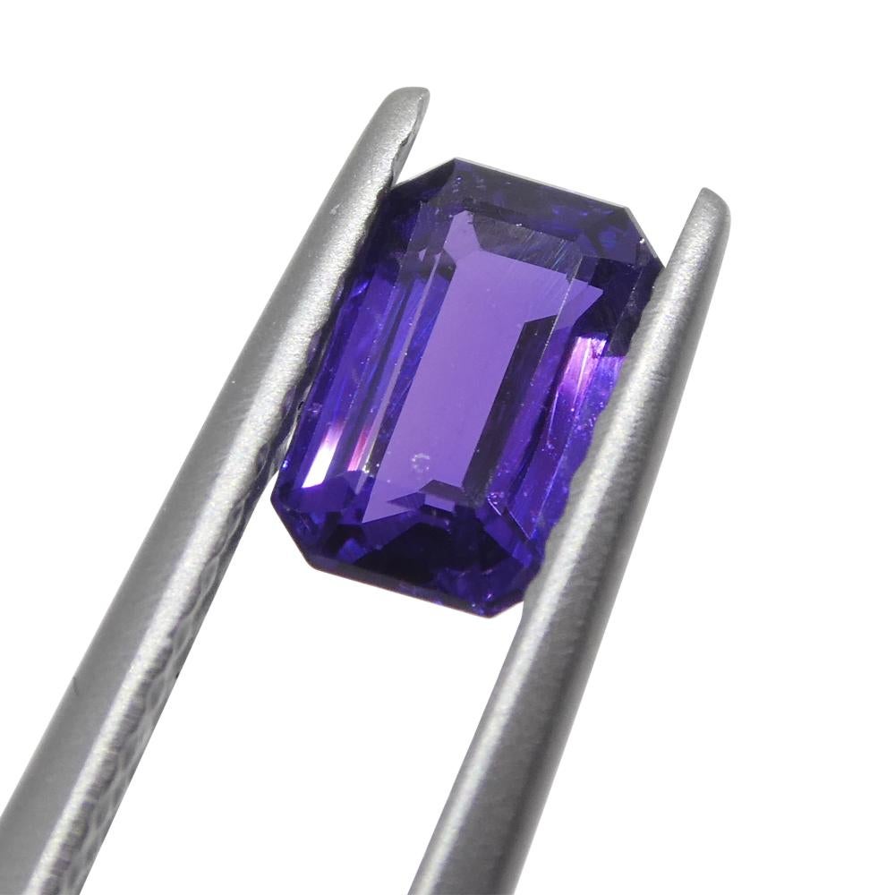 0.82ct Emerald Cut Purple Sapphire from Madagascar Unheated For Sale 8