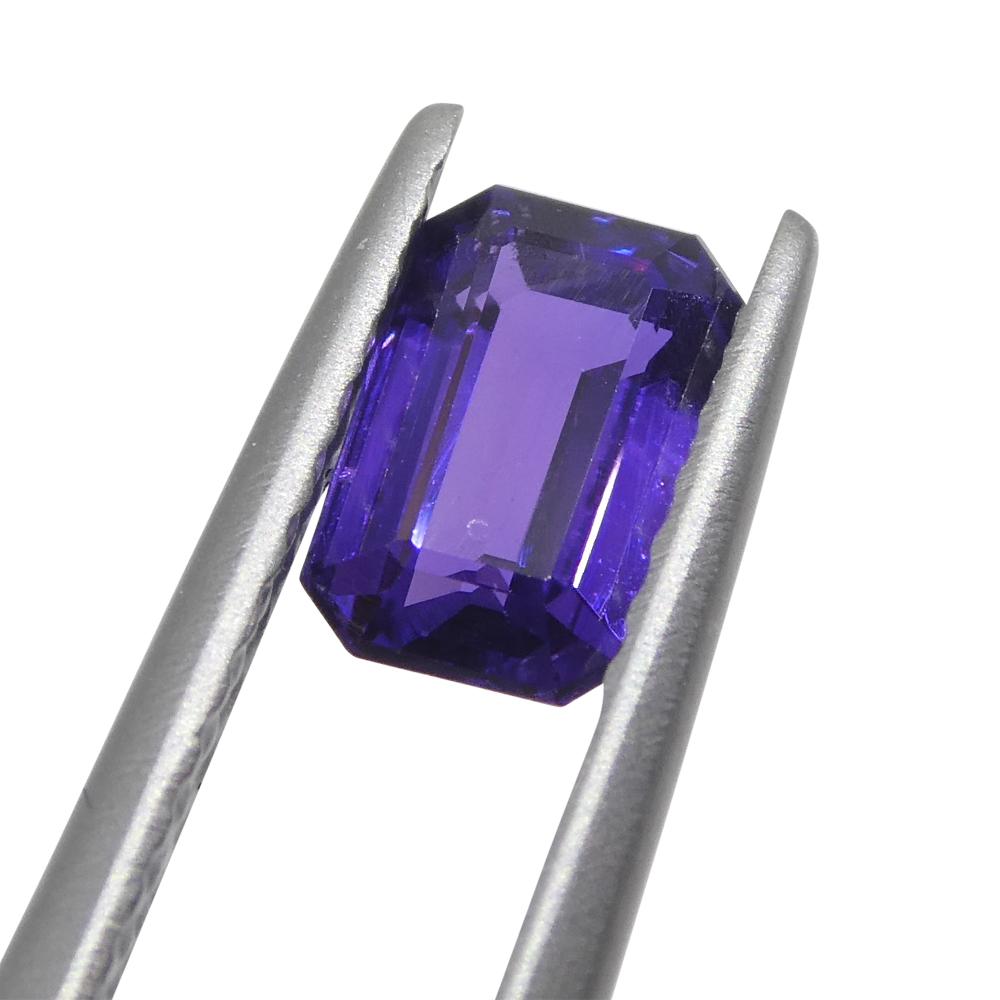 0.82ct Emerald Cut Purple Sapphire from Madagascar Unheated In New Condition For Sale In Toronto, Ontario