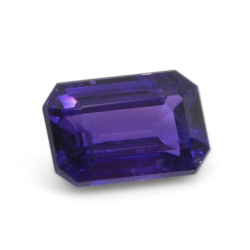 Women's or Men's 0.82ct Emerald Cut Purple Sapphire from Madagascar Unheated For Sale