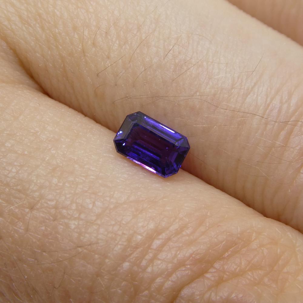 0.82ct Emerald Cut Purple Sapphire from Madagascar Unheated For Sale 4