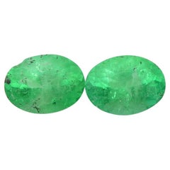 0.82ct Pair Oval Green Emerald from Colombia