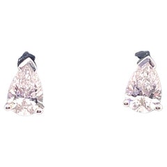 0.82ct Pear Brilliant Cut Diamond Stud Earrings 18 Karat White Gold