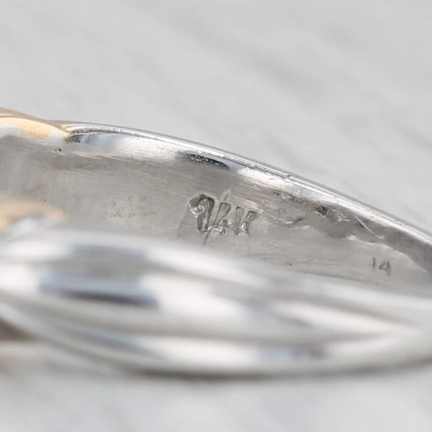 0.82ctw Diamond 3-Stone Engagement Ring 14k White Yellow Gold Size 5.5 For Sale 1