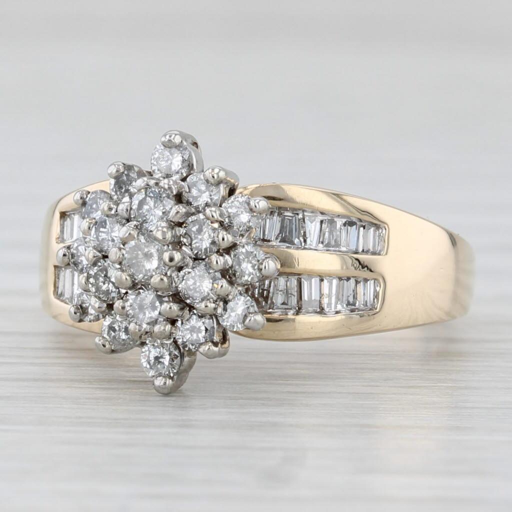 0.82ctw Diamond Cluster Verlobungsring 10k Gelbgold Größe 7 Damen