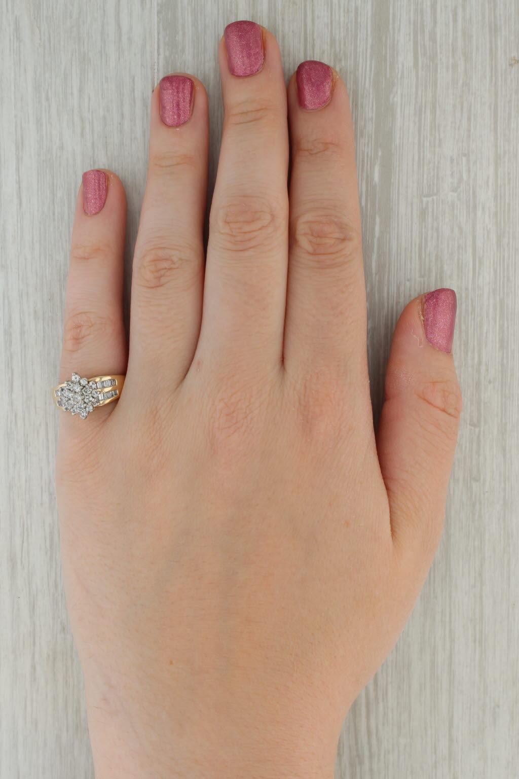 0.82ctw Diamond Cluster Verlobungsring 10k Gelbgold Größe 7 4