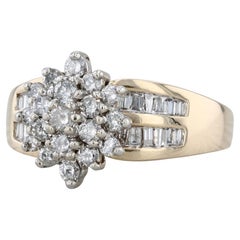 0.82ctw Diamond Cluster Verlobungsring 10k Gelbgold Größe 7