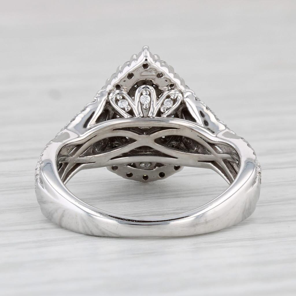 Pear Cut 0.82ctw Diamond Pear Halo Engagement Ring 14k White Gold Size 5