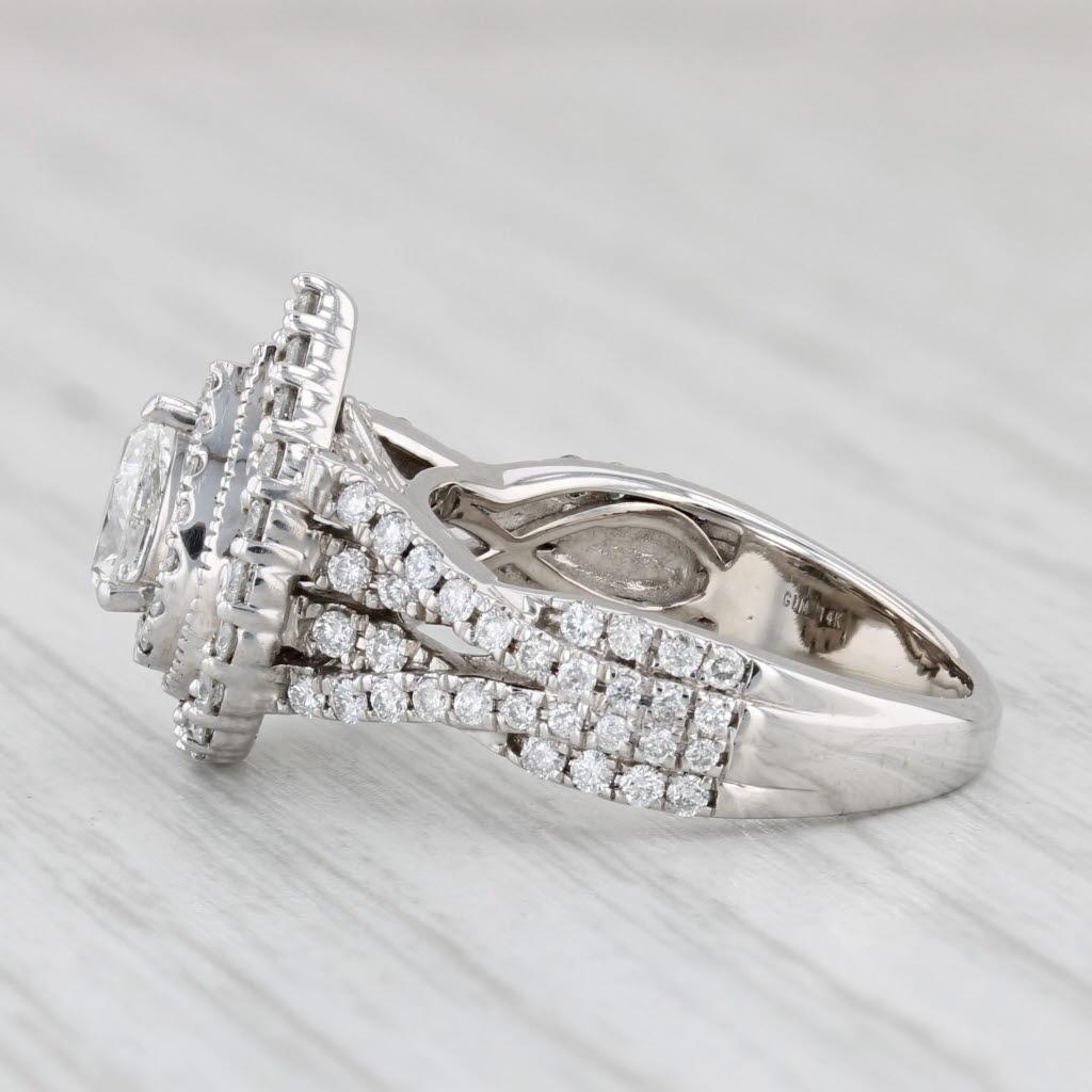 Women's 0.82ctw Diamond Pear Halo Engagement Ring 14k White Gold Size 5