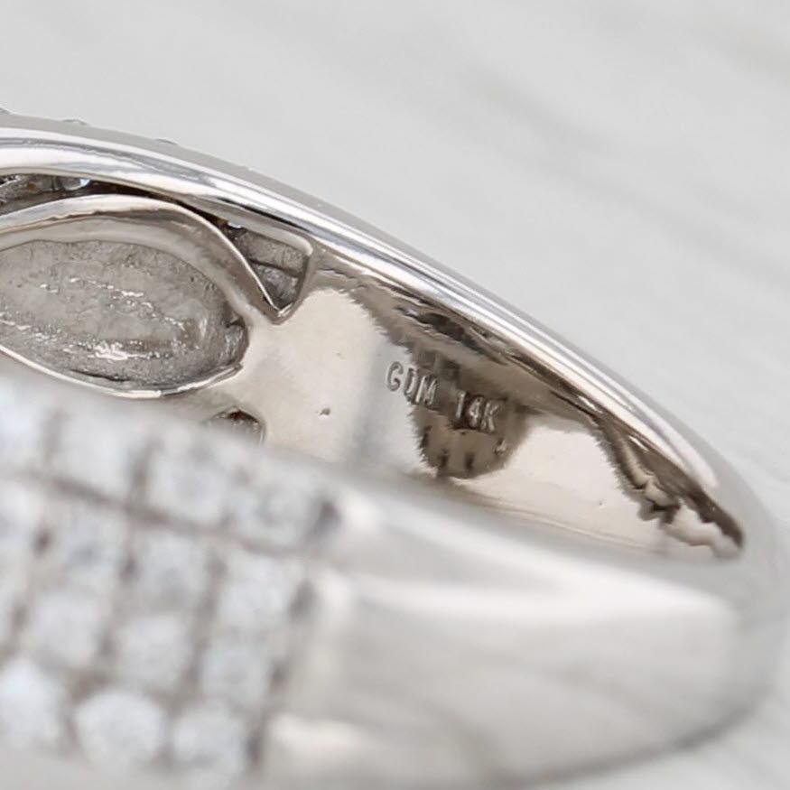 0.82ctw Diamond Pear Halo Engagement Ring 14k White Gold Size 5 2
