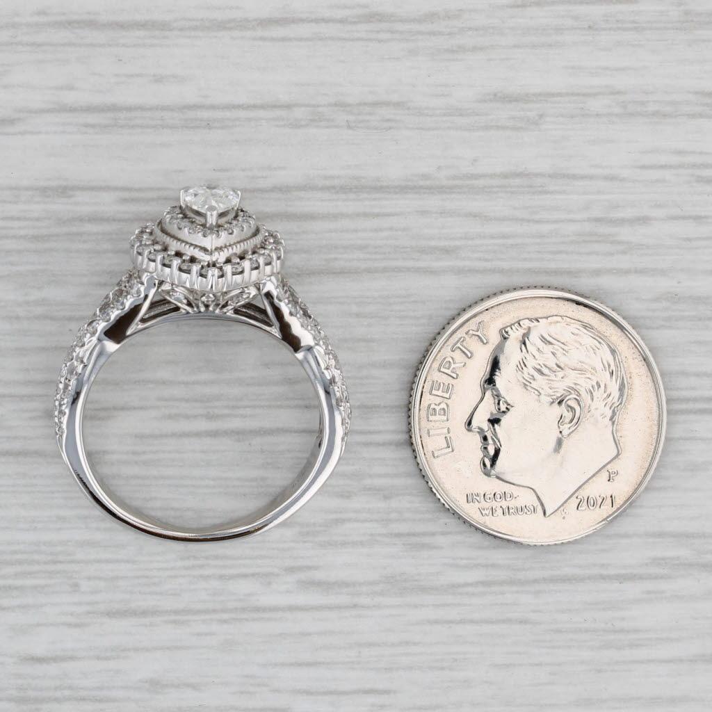 0.82ctw Diamond Pear Halo Engagement Ring 14k White Gold Size 5 4