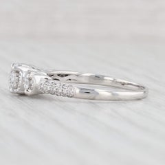 0.82ctw Round Diamond 3-Stone Halo Engagement Ring 14k White Gold Size 10.75